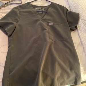 Medium olive green figs scrub top